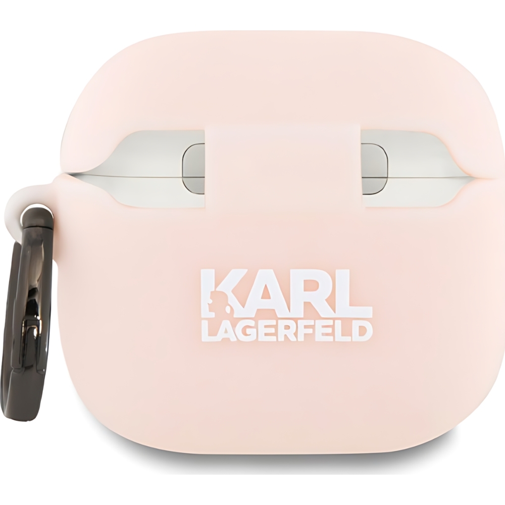 Oryginalne ekskluzywne etui od marki Karl Lagerfeld z kolekcji Silicone Choupette Head 3D dla Apple AirPods 4, różowe